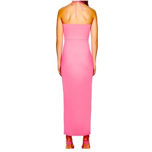 NWT Susana Monaco Halter Keyhole Maxi Dress shocking pink small - Picture 2 of 9
